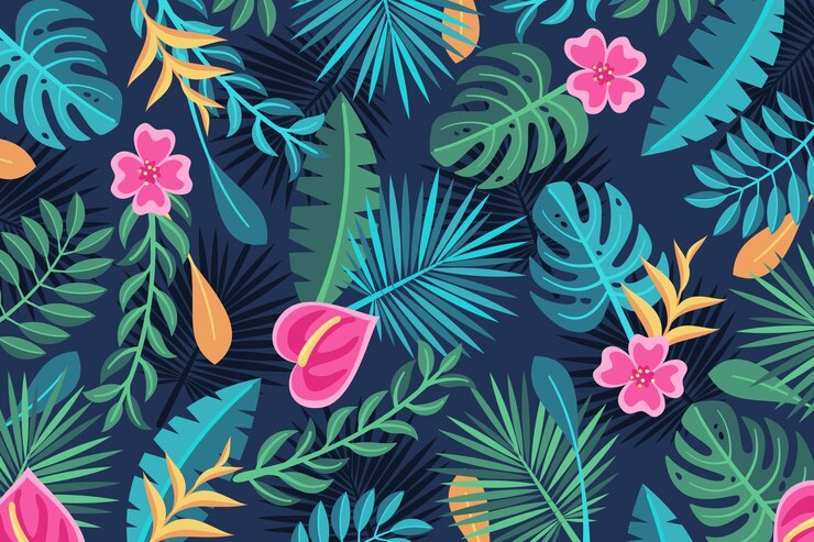 Free Vector tropical flowers background