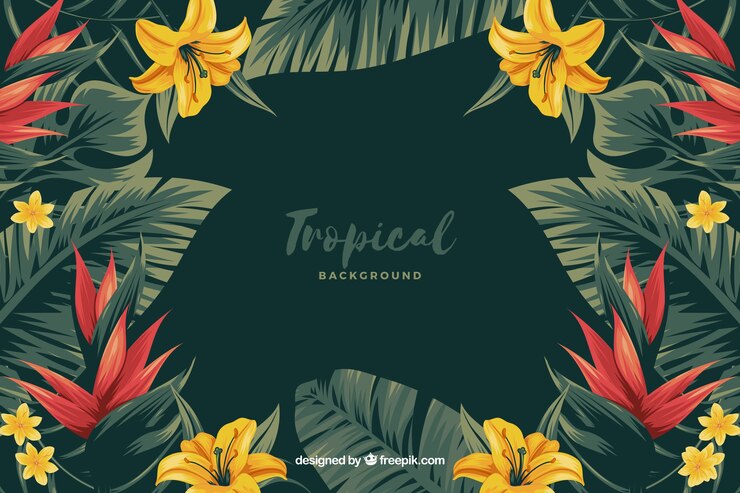 無料Vector 熱帯の花の背景