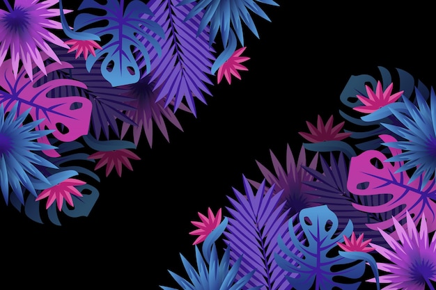 Free vector tropical flowers/leaves - background for zoom