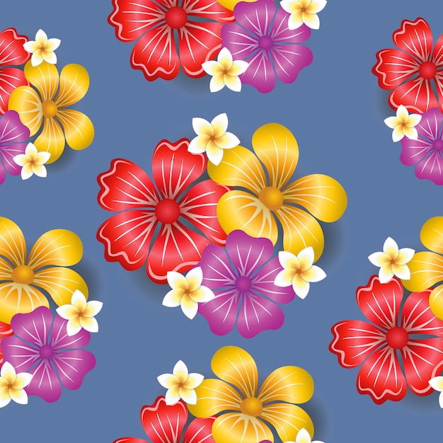 Tropical flowers seamless pattern background