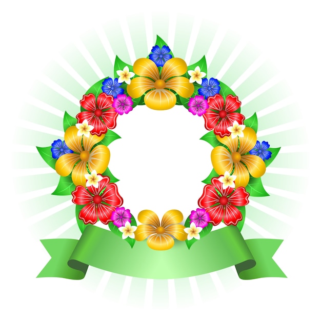 Free vector tropical flowers wreath frame