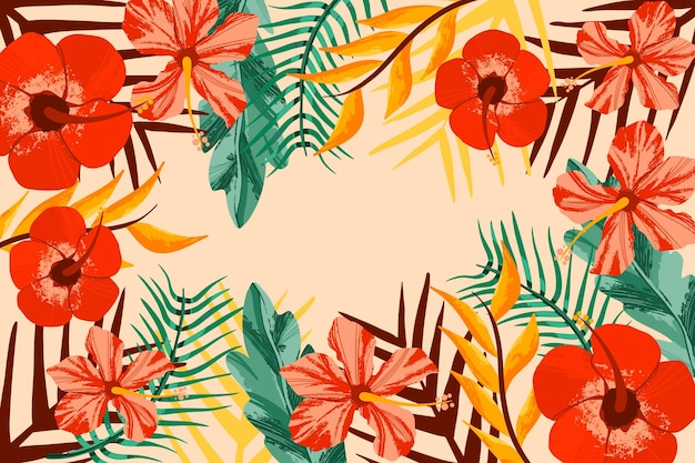 Free vector tropical flowers zoom background