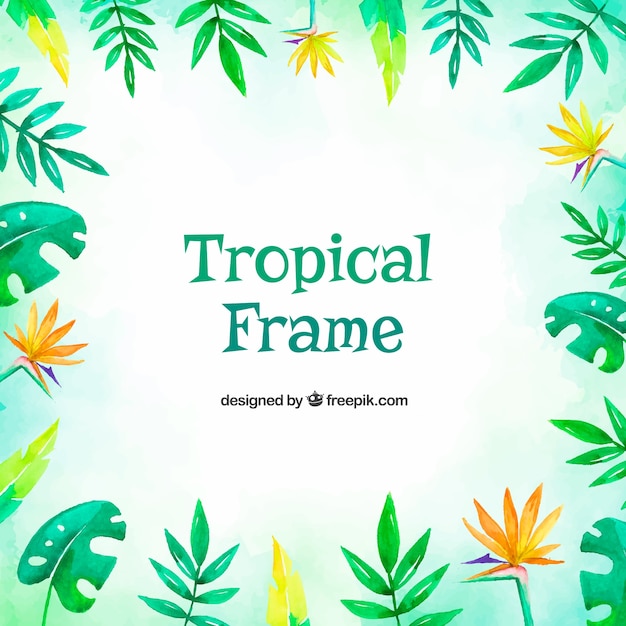 Cornice tropicale con foglie e vegetazione