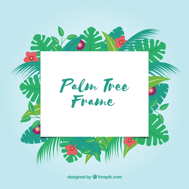 Free vector tropical frame with palm leaves