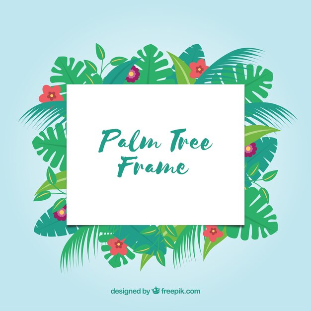 Tropical frame with palm leaves