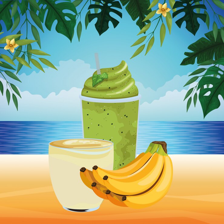 Free Vector tropical fruit and smoothie drink