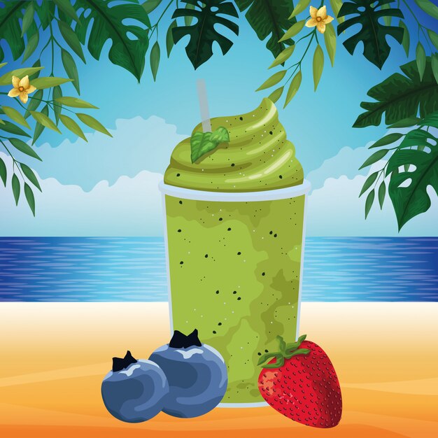 Free vector tropical fruit and smoothie drink