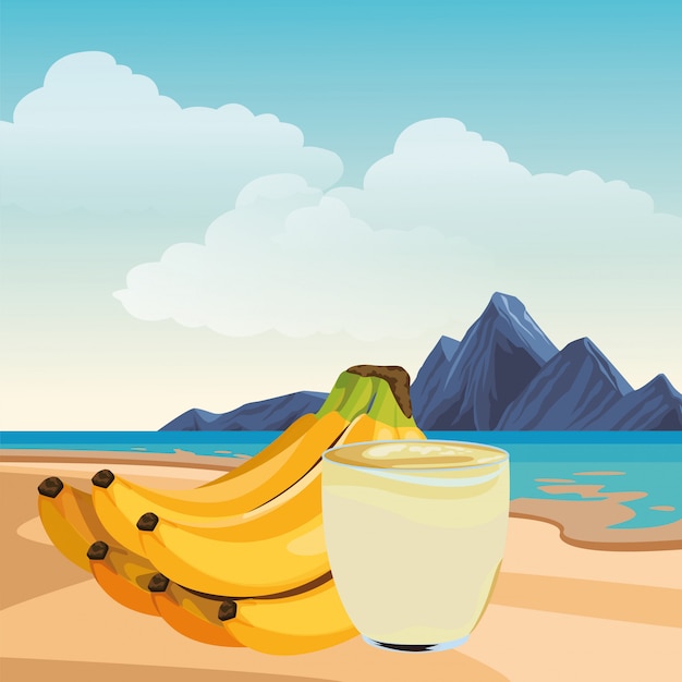 Free vector tropical fruit and smoothie drink