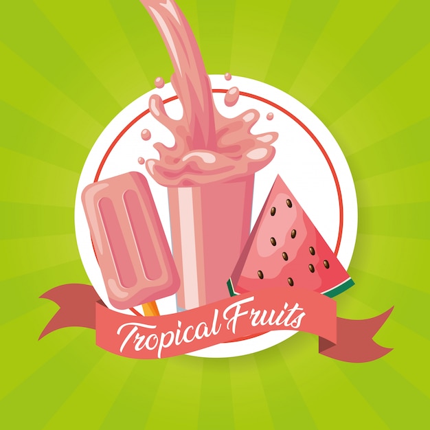 Free vector tropical fruits background