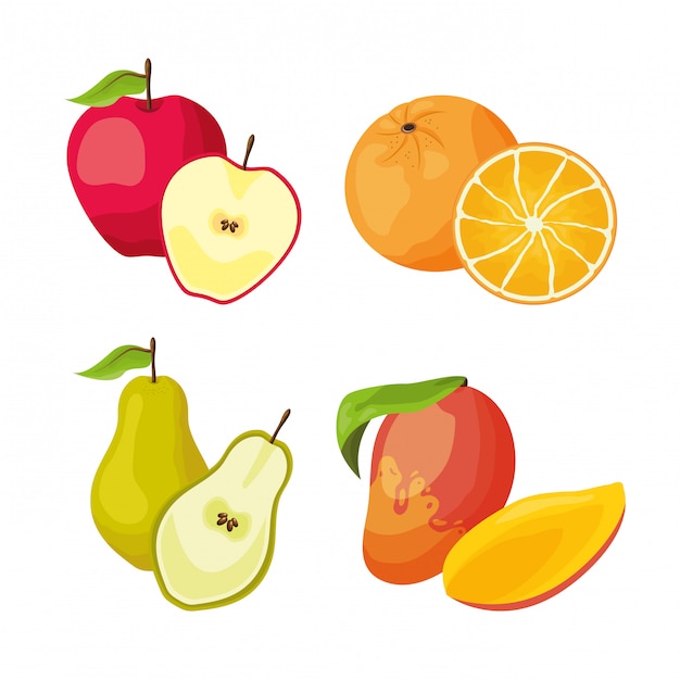 Free vector tropical fruits background