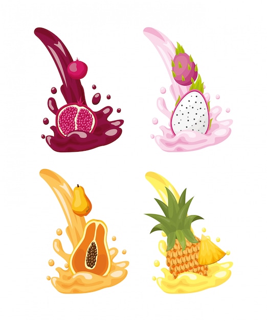 Free vector tropical fruits logos