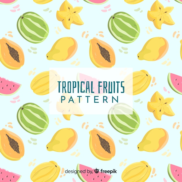 Free vector tropical fruits pattern