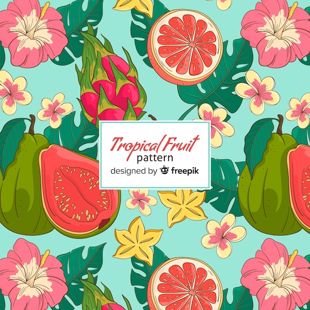 Free vector tropical fruits pattern
