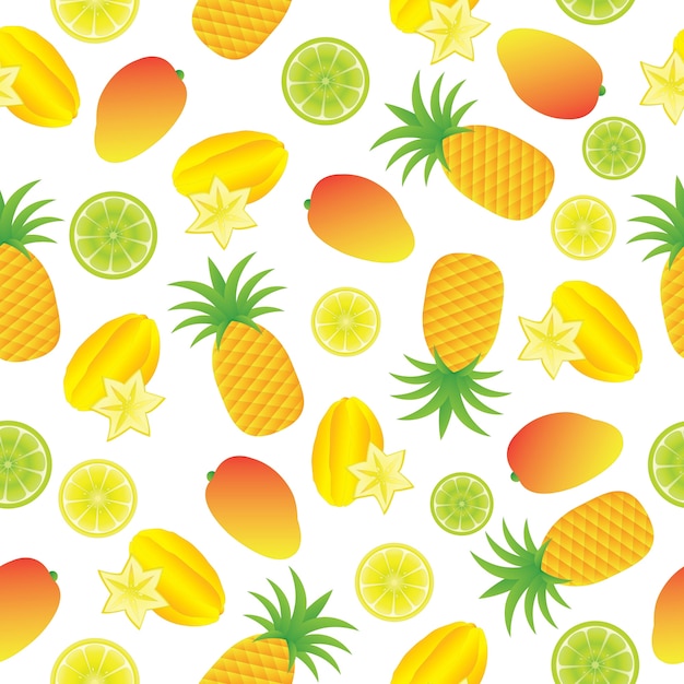 Free vector tropical fruti pattern background