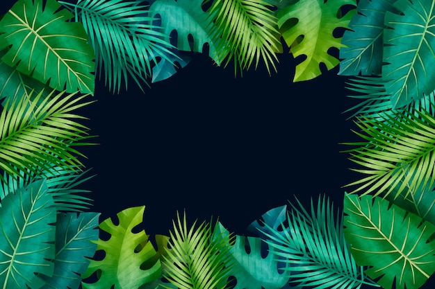 Tropical gradient green leaves copy space
