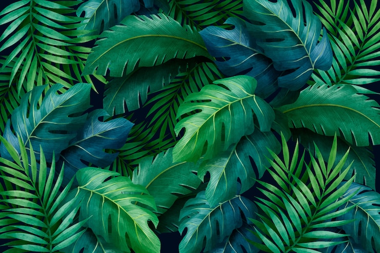 Free Vector tropical green leaves background