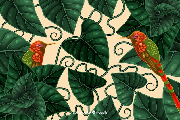 Tropical hummingbirds background