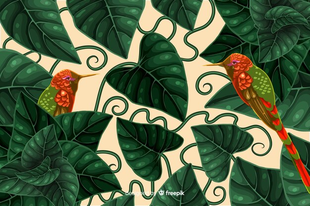 Фон тропических колибри
