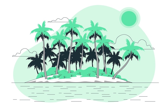 Бесплатное векторное изображение Иллюстрация концепции тропического острова