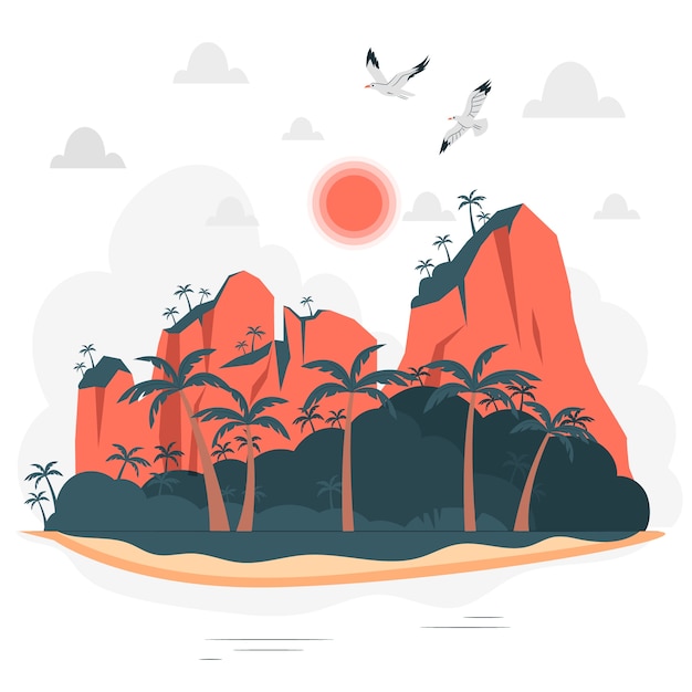 Free vector tropical island concept illustration