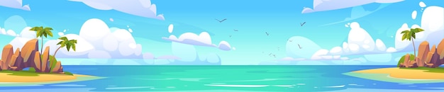 Free vector tropical island in sea panoramic nature landscape