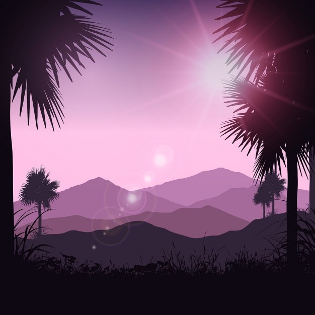 Free vector tropical landscape background