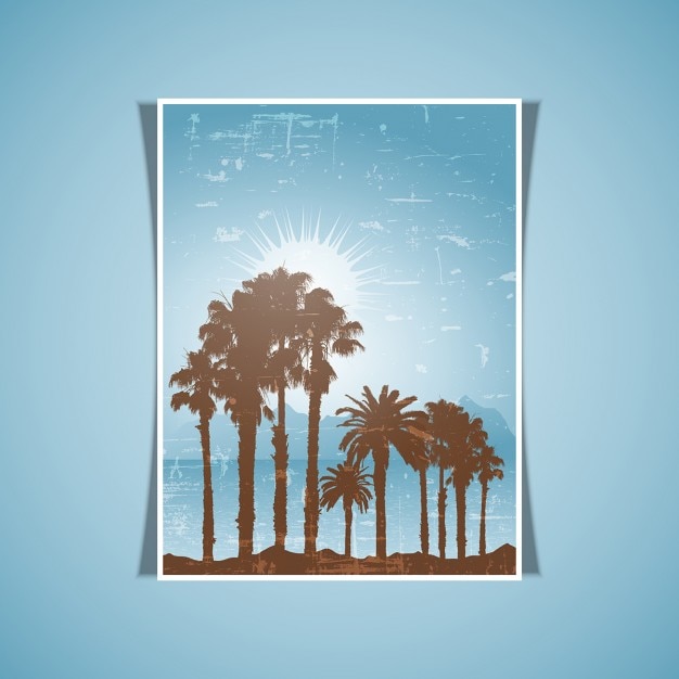 Free vector tropical landscape with a grunge effect