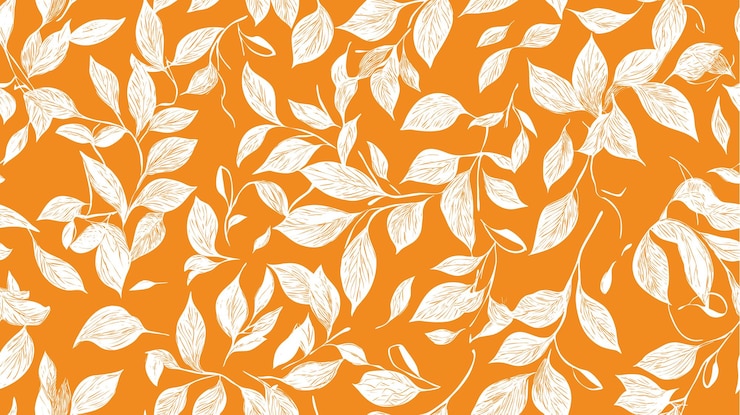 Free Vector tropical leaf pattern on orange background