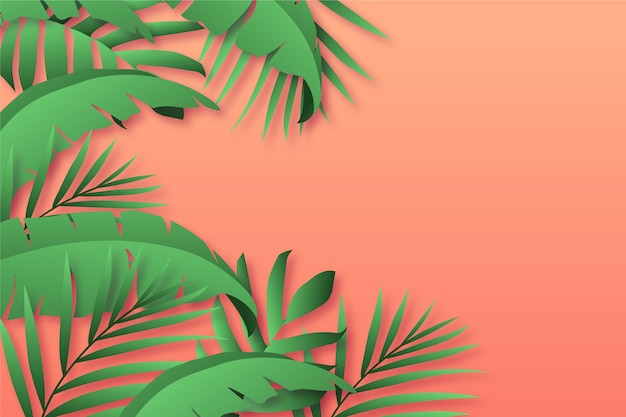 Tropical leaves background in paper style