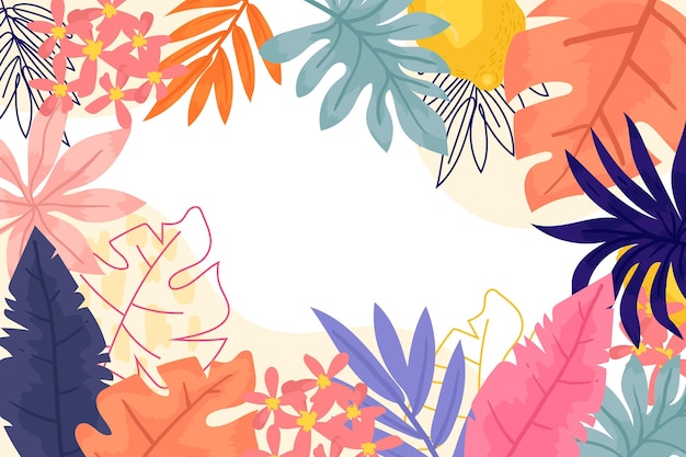 Free vector tropical leaves background for zoom