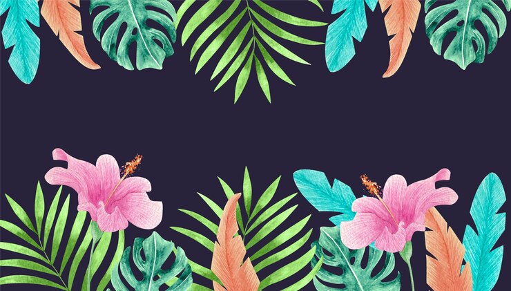 無料Vector ズームのための熱帯の葉の背景