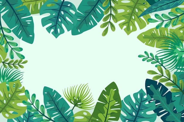 Бесплатное векторное изображение Фон тропических листьев