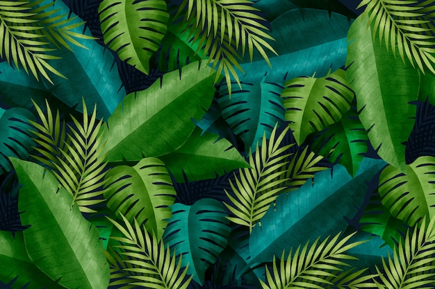 Free vector tropical leaves background