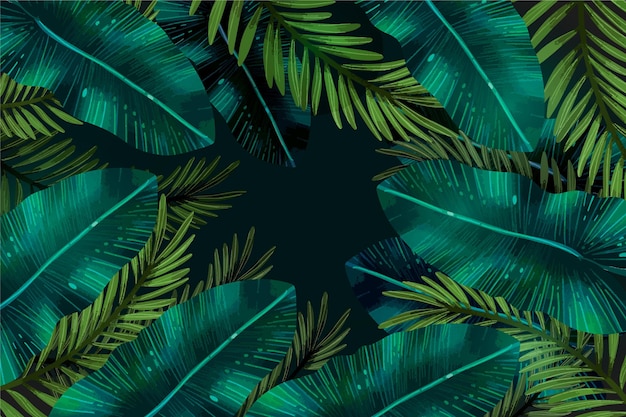 Free vector tropical leaves background