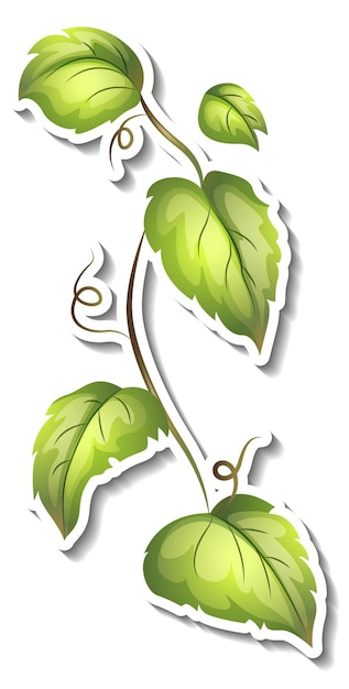 Бесплатное векторное изображение Наклейка кисти тропических листьев на белом фоне