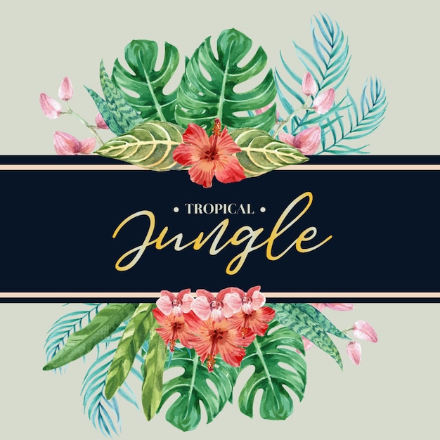 Tropical leaves card