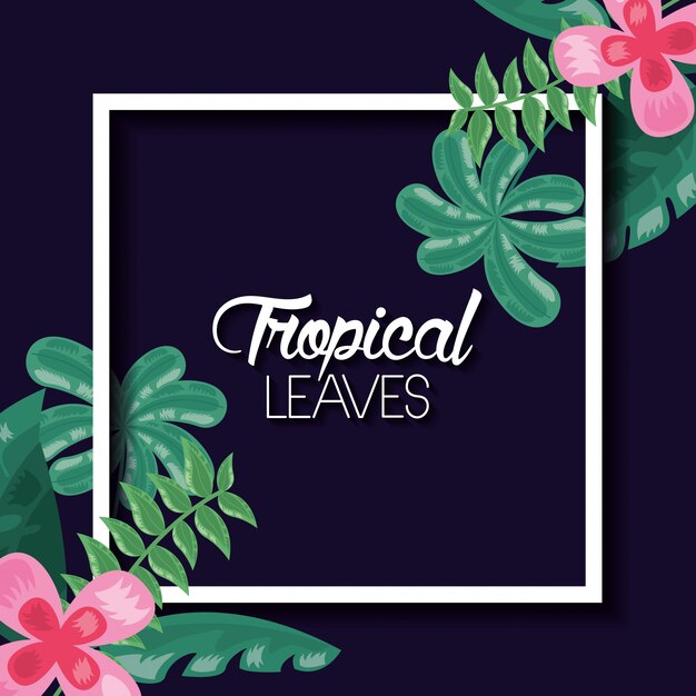 Tropical leaves dark illustration