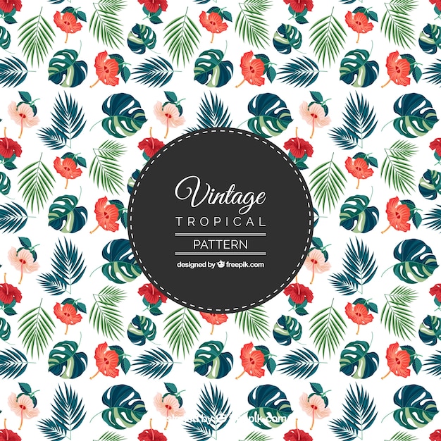 Free vector tropical leaves and flowers pattern