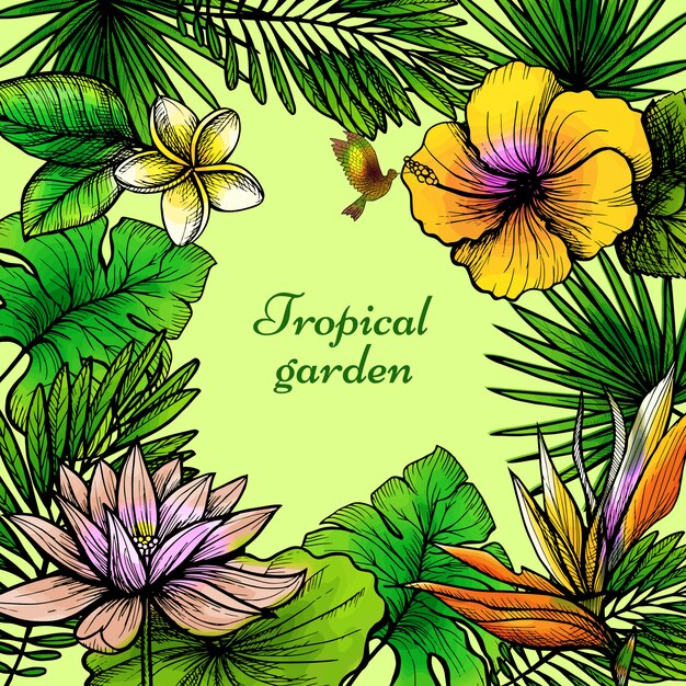 Tropical Leaves Frame