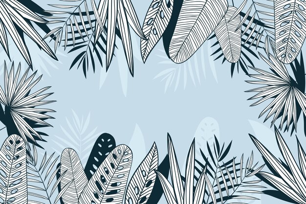 Tropical leaves linear background