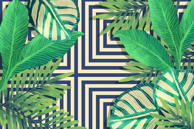 Tropical leaves with geometric background