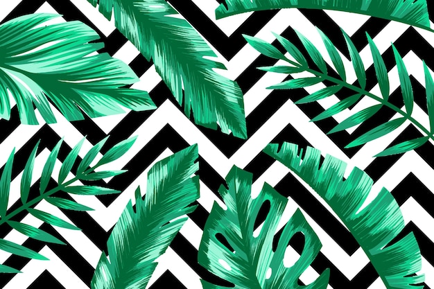 Tropical leaves with geometric background