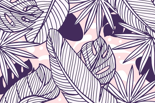 Tropical leaves with pastel color background