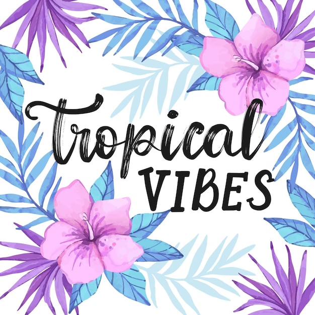 Tropical lettering with leaves