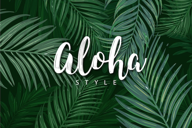 Free vector tropical lettering with leaves