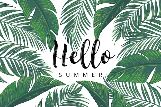 Free vector tropical lettering with leaves