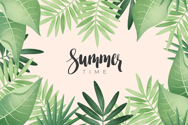 Tropical lettering with leaves