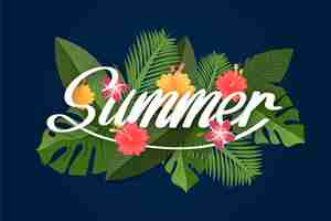 Free vector tropical lettering with summer and leaves