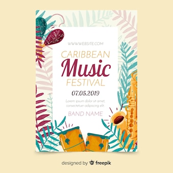 Tropical music festival poster template