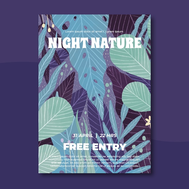 Free vector tropical nature poster template with leaves